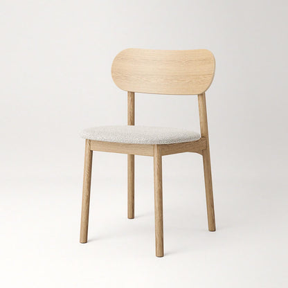 Decotique Elephant Dining Chair Natural Oak/White Bouclé