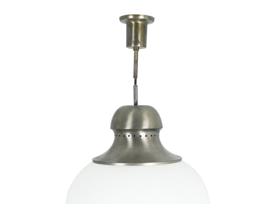 A298 Pendant Lamp in Nickel-Plated Brass and Opaline Glass from Candle, 1960s