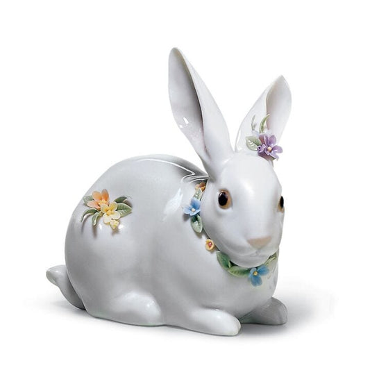 Attentive Bunny with Flowers Figurine by Lladró