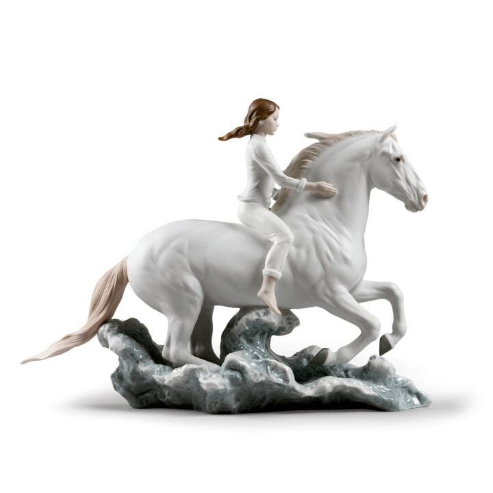 Riding her horse on the seashore Horse & Woman Figurine by Lladró