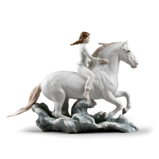 Riding her horse on the seashore Horse & Woman Figurine by Lladró