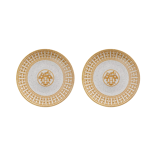 [해외재고] Hermès – Mosaique au 24 Gold Dessert Plate set of 2 / P026007P