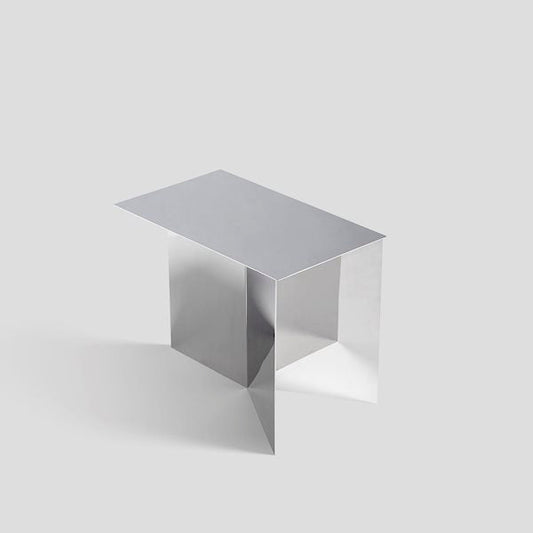 Slit Rectangular Side Table by Hay #H35 x W49 x L27 / mirror-polished-stainless-steel