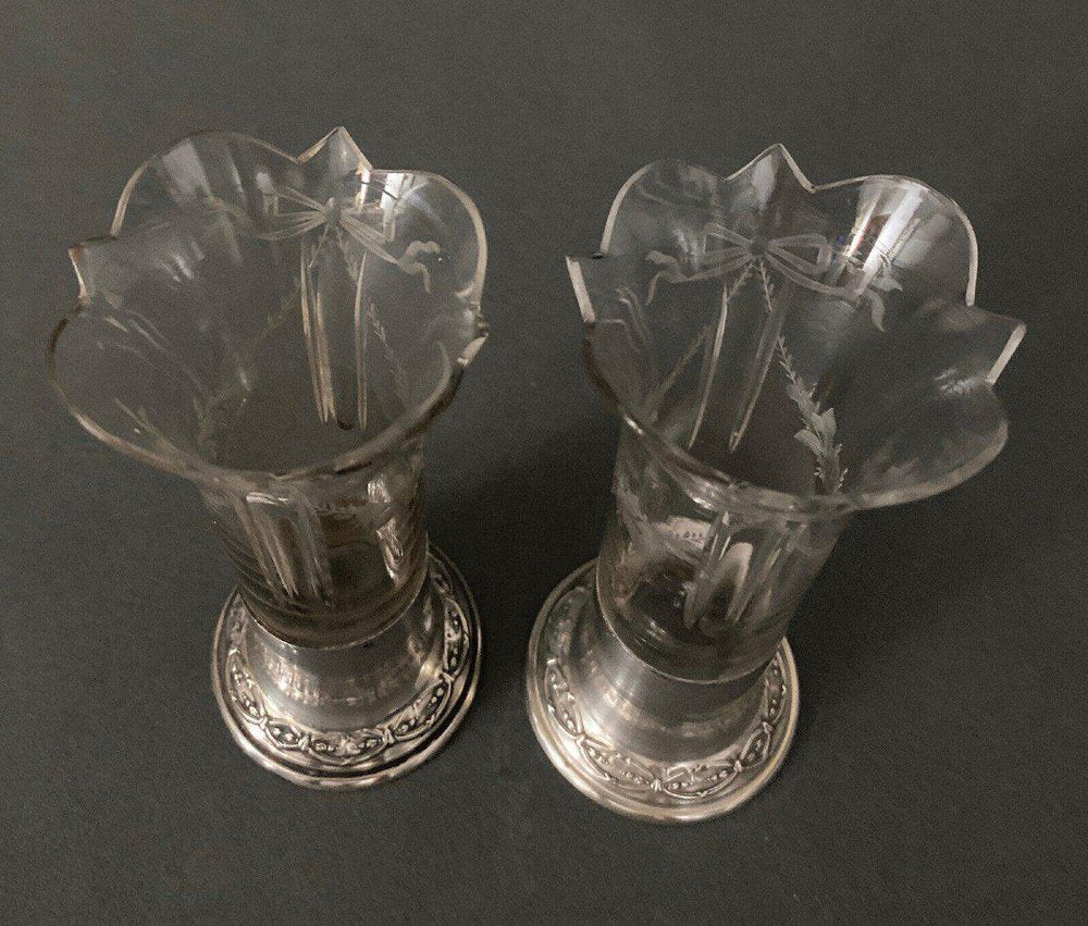 Ab Goldsmith Soliflore Tealight Holders with Minerva Silver Base, Set of 2