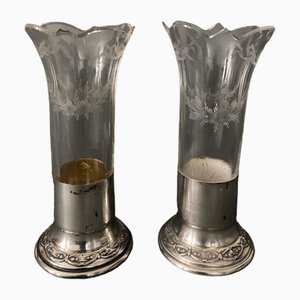 Ab Goldsmith Soliflore Tealight Holders with Minerva Silver Base, Set of 2-QKG-1704411