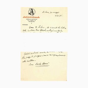 ''About the New York Exihibition''- Letter by C. Carrà to L. de Libero - 1937 1920 ca.-ZCI-758870