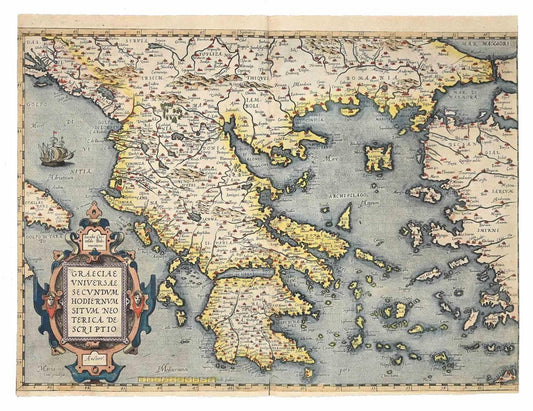 Abraham Ortelius, Map of Greece, Original Etching, 1584