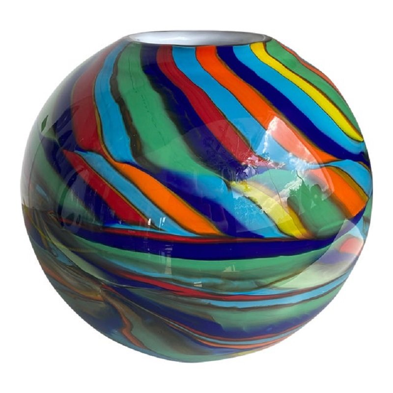 Abstarct Vase with Multicolored Reeds in Murano Glass by Simoeng