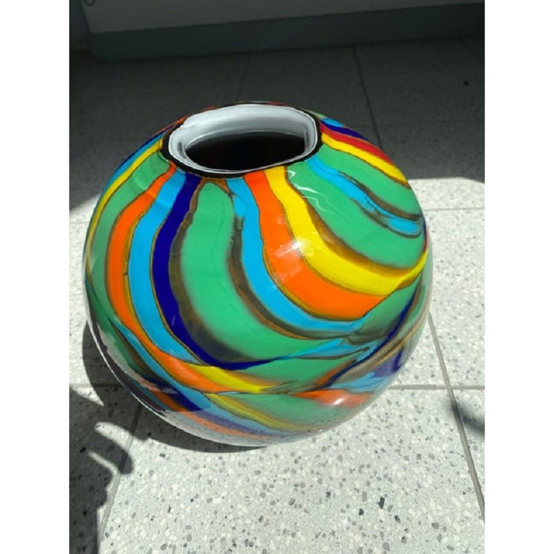 Abstarct Vase with Multicolored Reeds in Murano Glass by Simoeng