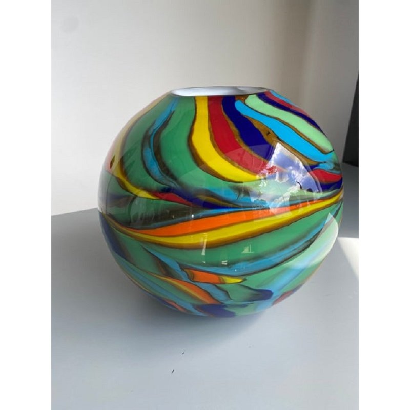 Abstarct Vase with Multicolored Reeds in Murano Glass by Simoeng