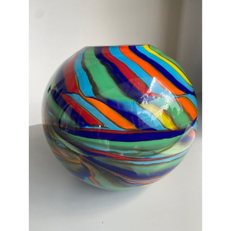 Abstarct Vase with Multicolored Reeds in Murano Glass by Simoeng