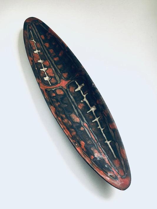 Abstract Art Ceramic Surfboard Bowl Dish from Perignem Studio, Belgium, 1960s