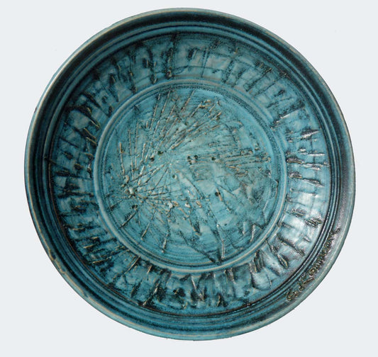 Abstract Art Pottery Gres Plate by Giuseppe Rossicone, 1970s