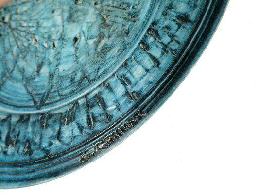 Abstract Art Pottery Gres Plate by Giuseppe Rossicone, 1970s