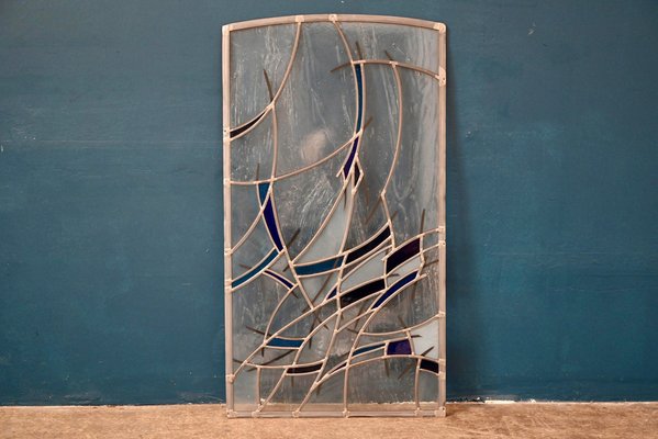 Abstract Blue and Gray Stained Glass Window-AIU-2031565