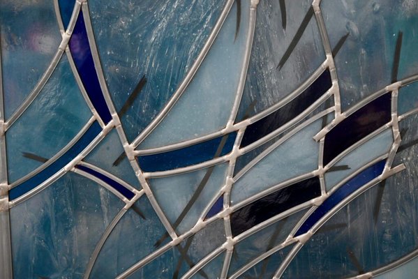 Abstract Blue and Gray Stained Glass Window-AIU-2031565