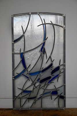 Abstract Blue and Gray Stained Glass Window-AIU-2031565