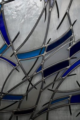 Abstract Blue and Gray Stained Glass Window-AIU-2031565