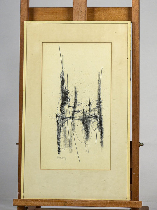 Abstract Composition, 1960s, China Ink on Paper, Framed