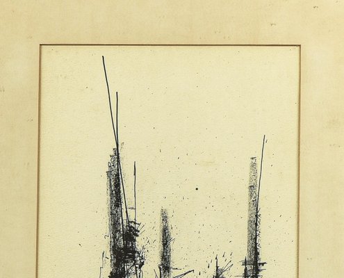 Abstract Composition, 1960s, China Ink on Paper, Framed-RAQ-1134411