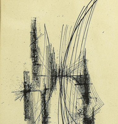 Abstract Composition, 1960s, China Ink on Paper, Framed-RAQ-1134409