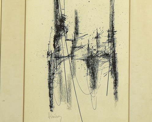 Abstract Composition, 1960s, China Ink on Paper, Framed-RAQ-1134411