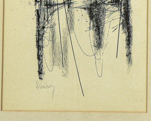 Abstract Composition, 1960s, China Ink on Paper, Framed-RAQ-1134411