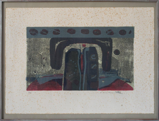 Abstract Composition, 1970s, Etching and Aquatint on Paper, Framed