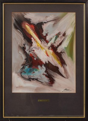 Abstract Composition, 20th-Century, Oil on Paper on Board-AOI-1318386