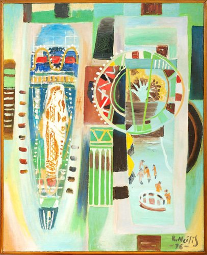 Abstract Composition Light, Oil on Canvas, 20th Century