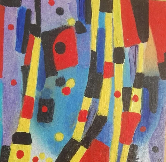 Abstract Composition - Original Oil on Table by M. Goeyens - 2000s 2000s