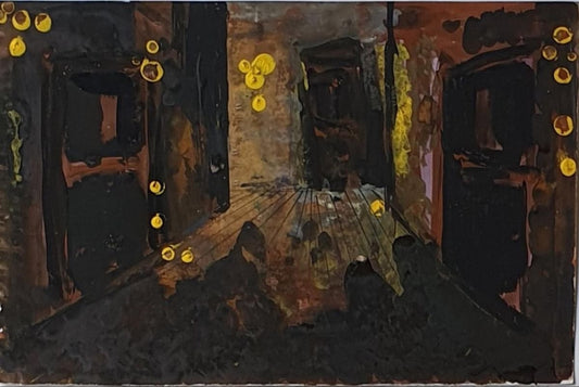 Abstract Composition - Original Tempera by A. Matheos Mid 20th Century