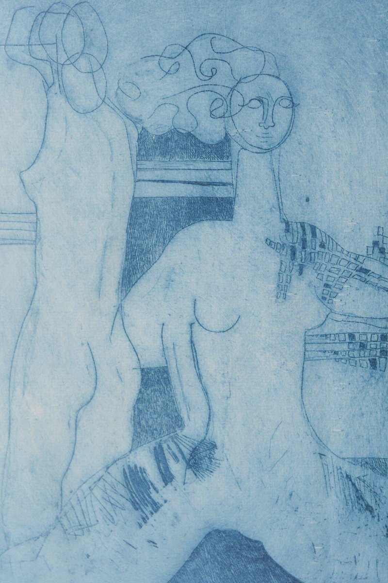 Abstract Etching with Nude Figures