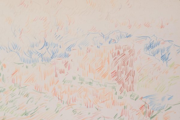 Abstract Expressionist Landscape Drawing, 1968, Crayon on Paper-AOI-1350945