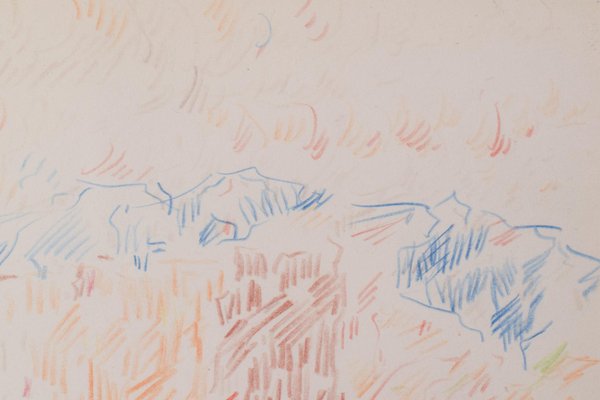 Abstract Expressionist Landscape Drawing, 1968, Crayon on Paper-AOI-1350945