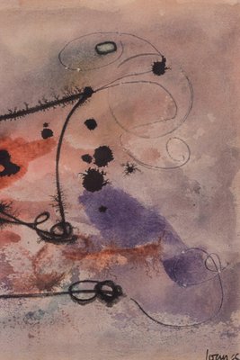 Abstract Expressionist Painting, 1965, Watercolor on Paper, Framed-AOI-1189425