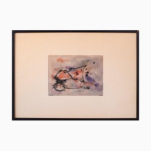 Abstract Expressionist Painting, 1965, Watercolor on Paper, Framed-AOI-1189425