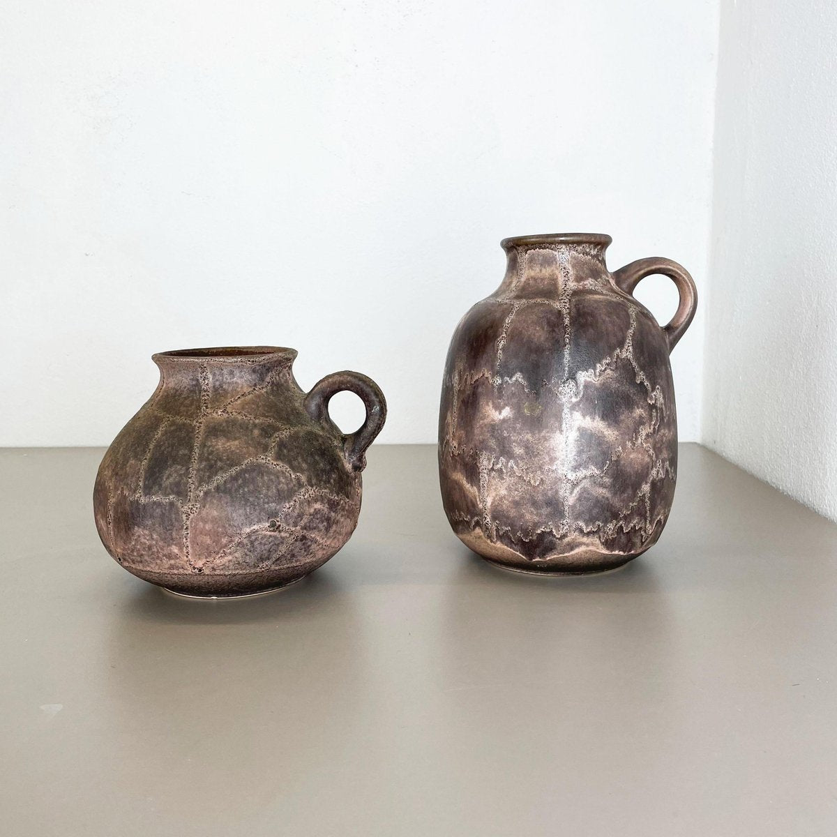 Abstract German Fat Lava Pottery Vases by Ruscha, 1960s, Set of 2