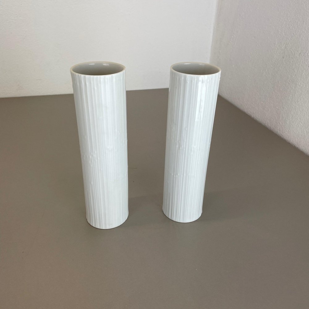 Abstract German Op Art Vase by Tapio Wirkkala for Rosenthal, 1980s, Set of 2