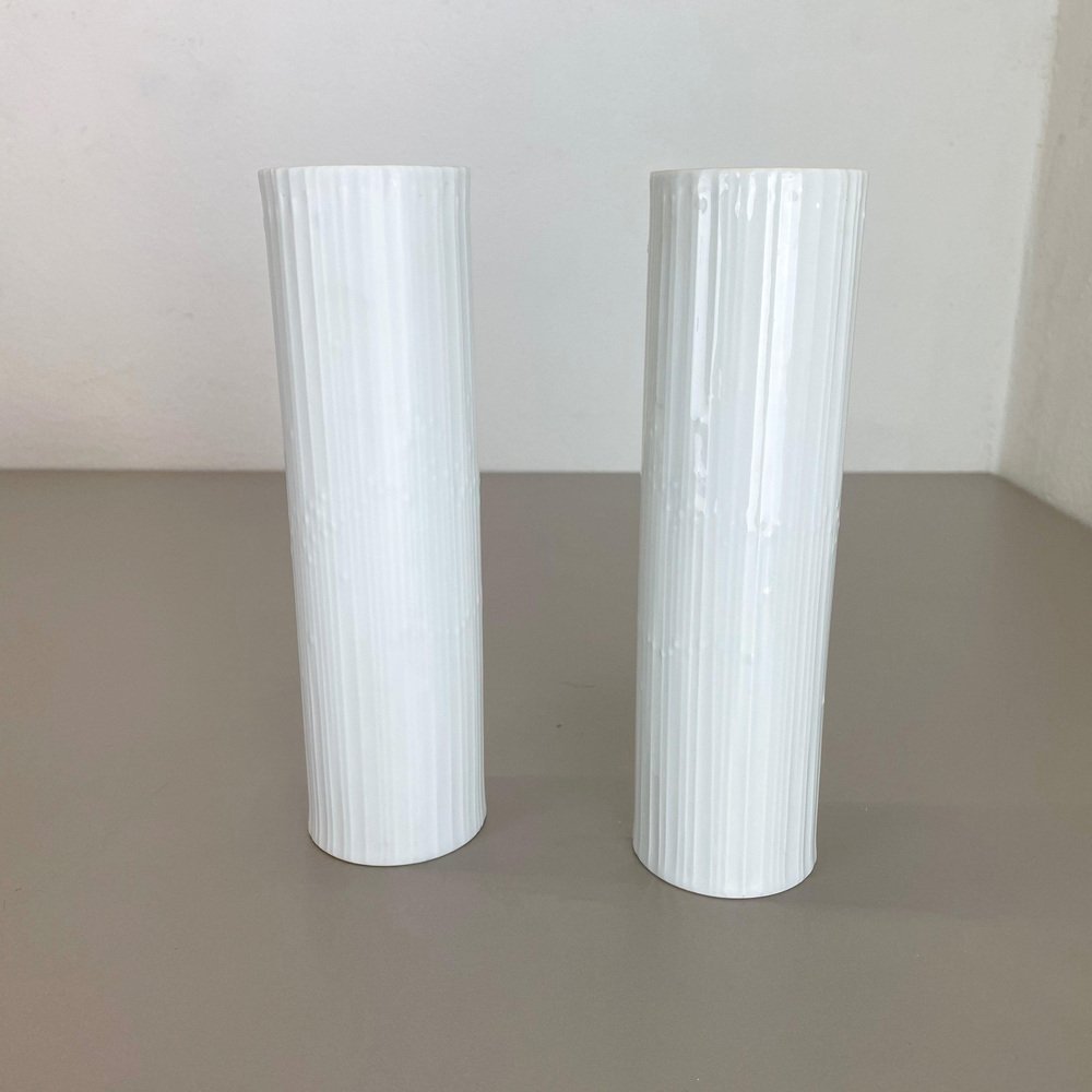 Abstract German Op Art Vase by Tapio Wirkkala for Rosenthal, 1980s, Set of 2