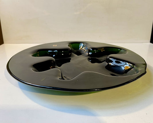 Abstract Green Glass Ikebana Flower Dish by Michael Bang for Holmegaard, 1970s