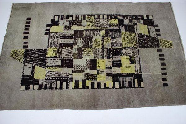 Abstract Handmade Wool Carpet, 1940s-TZ-970497