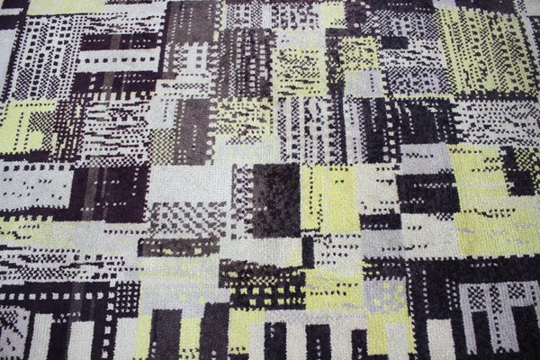 Abstract Handmade Wool Carpet, 1940s-TZ-970497