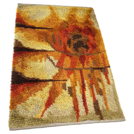 Abstract High Pile Rya Rug, Sweden, 1960s