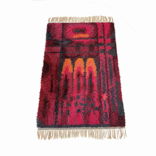 Abstract High Pile Rya Rug, Sweden, 1960s