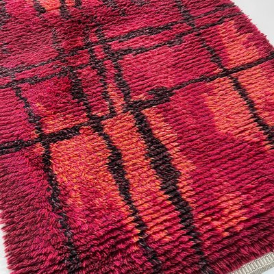 Abstract Scandinavian High Pile Örgryte Rya Rug Carpet, Sweden, 1960s-QZ-1128328