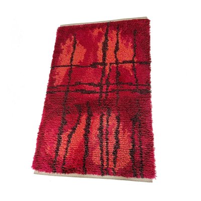 Abstract Scandinavian High Pile Örgryte Rya Rug Carpet, Sweden, 1960s-QZ-1128328