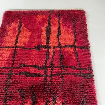 Abstract Scandinavian High Pile Örgryte Rya Rug Carpet, Sweden, 1960s-QZ-1128328