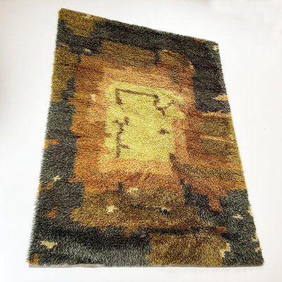 Abstract Scandinavian High Pile Rya Rug Carpet, Sweden, 1960s-QZ-1165936