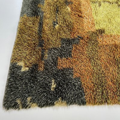 Abstract Scandinavian High Pile Rya Rug Carpet, Sweden, 1960s-QZ-1165936